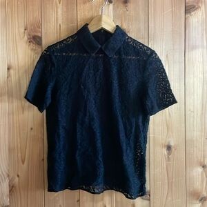 The Kooples Lace Cotton Collar Top